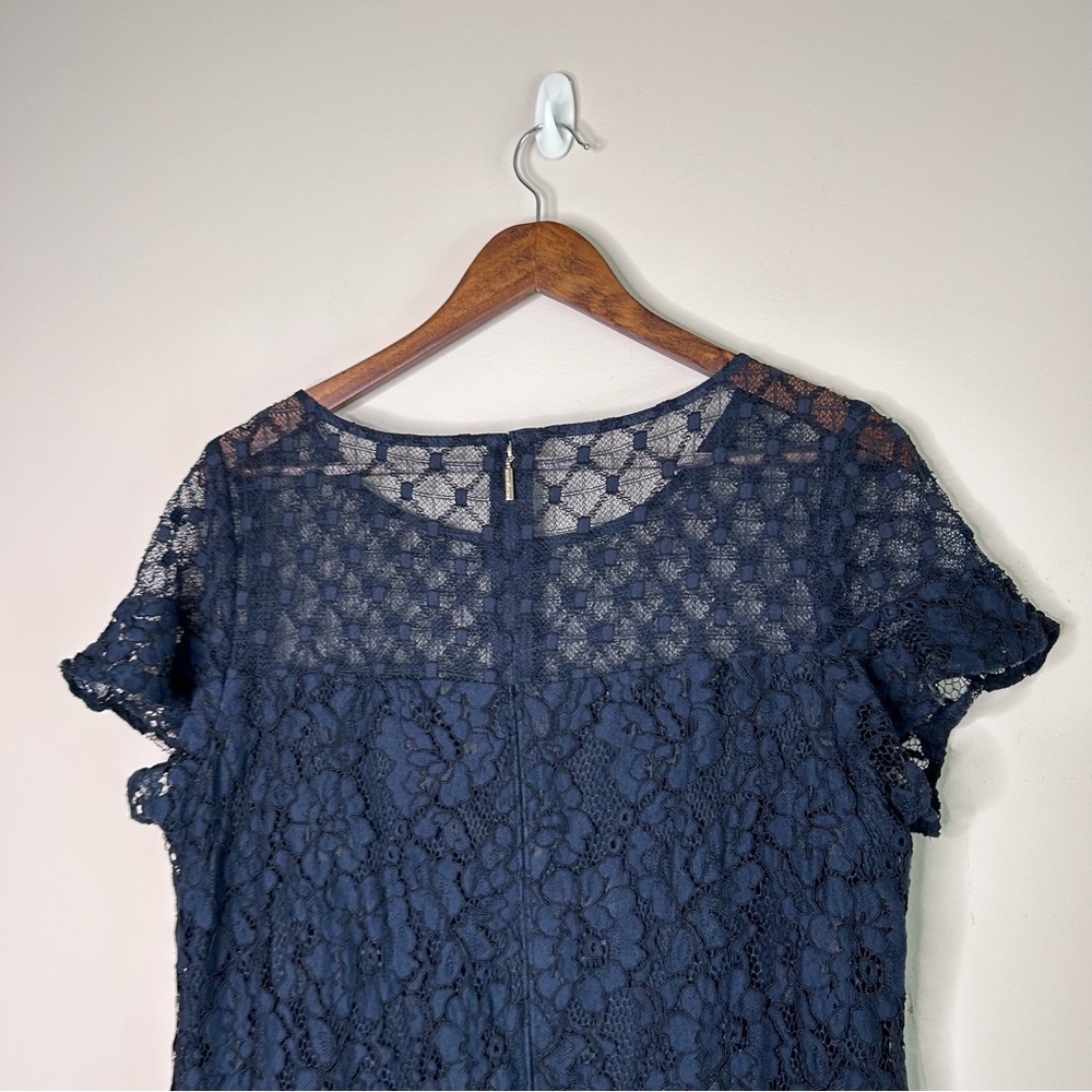 Karl Lagerfeld Navy Blue Lace Shift Dress Size 14 - Picture 7 of 11